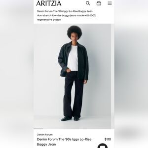 Denim Forum The '90s Iggy Lo-Rise Baggy Jean Size 27 NWT $128 "Black Eyeliner"